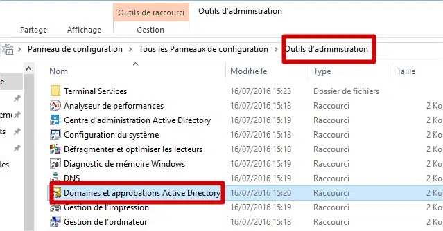 domaines et approbations active directory
